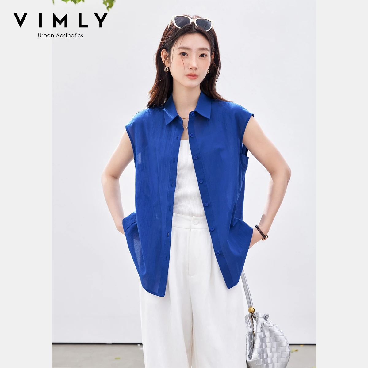 Shirt Camp Collar - Chemisier sans manches minimaliste VIMLY pour