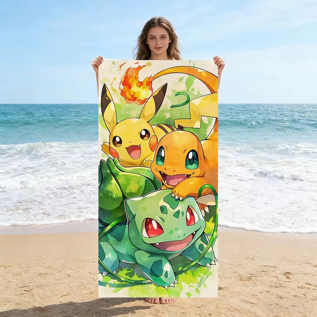 Beach Towel Large - Serviette de plage P-Pokemon Starters Anime,