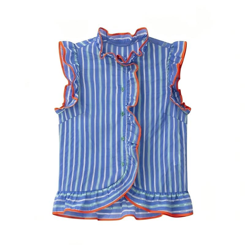 Chemise sans manches à rayures - Shirt Camp Collar avis et prix