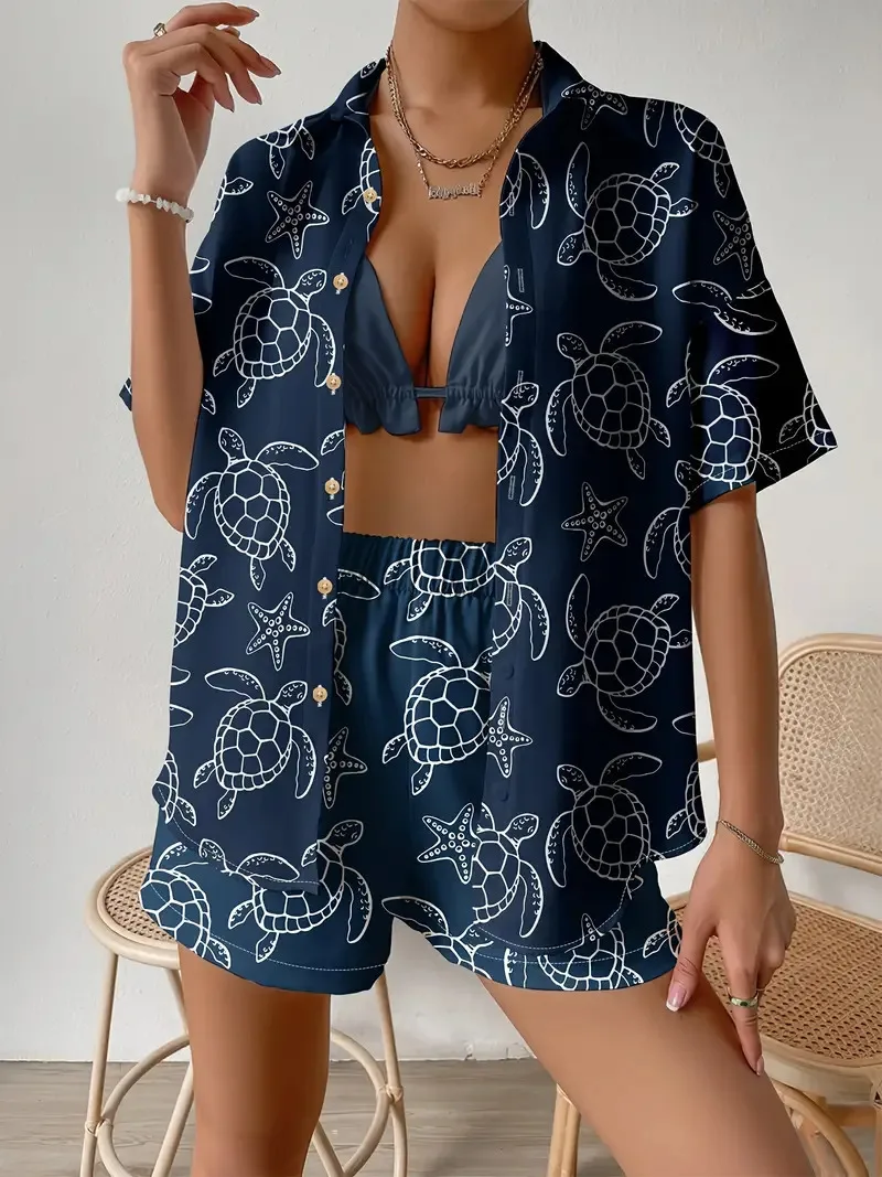 Ensemble 2 pièces imprimé à la - Shirt Camp Collar avis et prix