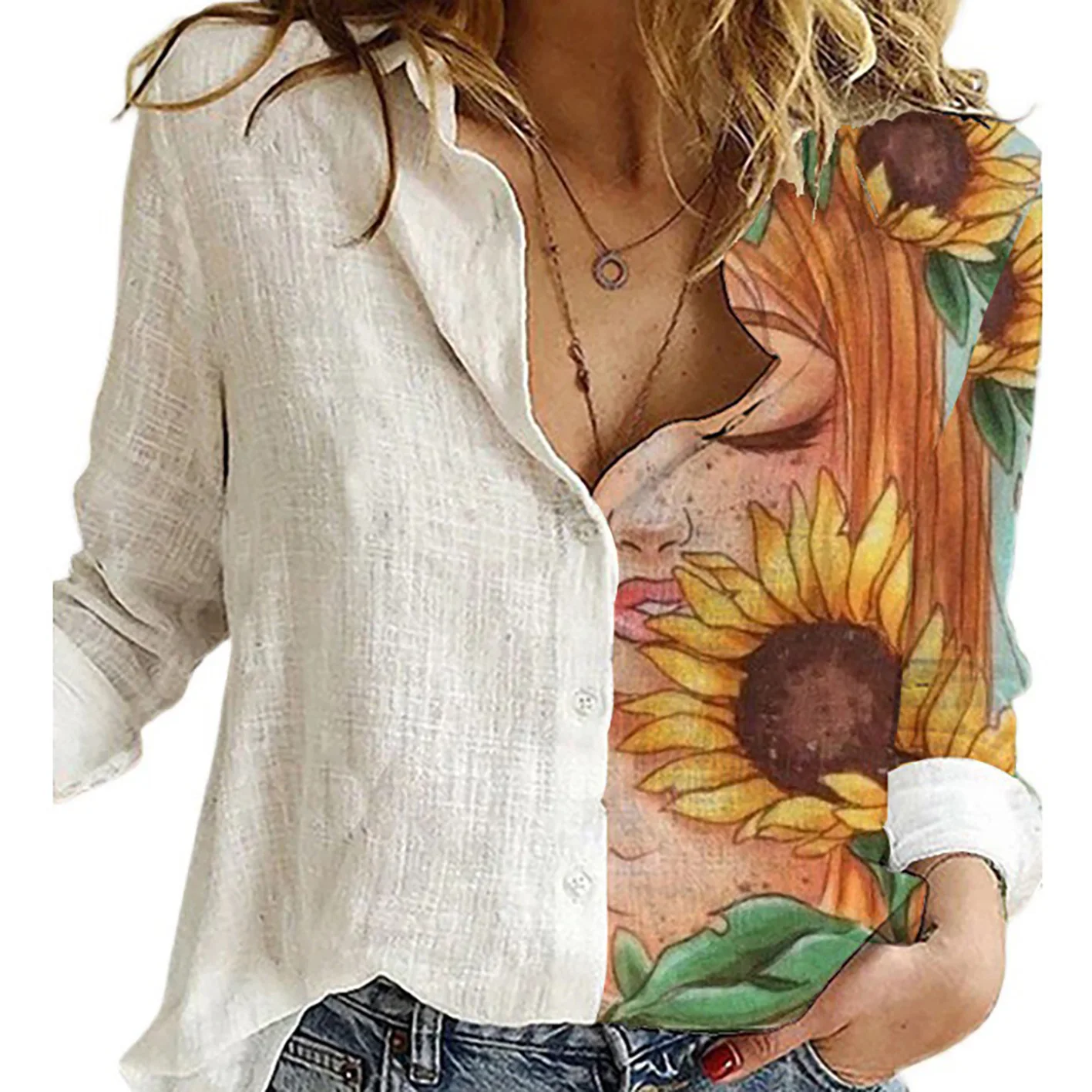 Femmes printemps et automne à  - Shirt Camp Collar avis et prix